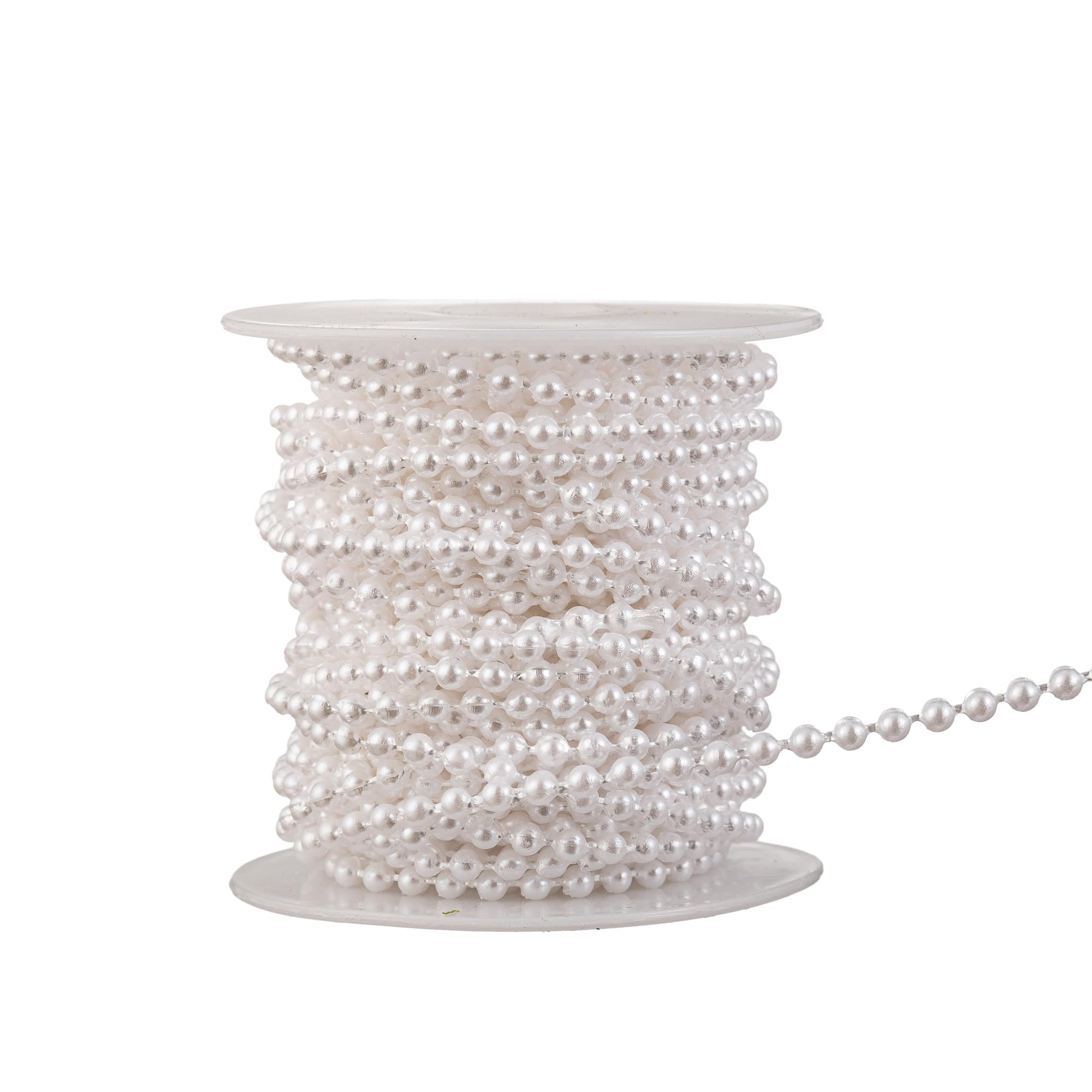 3mm Small Crafts Faux Pearl Beads Garland Pearl Bead Roll Strand of Pearls to Decorate Floral Centerpieces Wedding Party Favor Christmas Tree(33 Feet White) | Amazon (US)