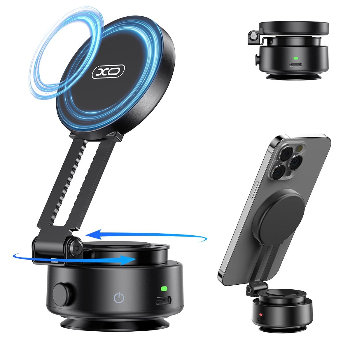 360°Rotating Electric Vacuum Magnetic Suction Phone Holder, XO Foldable Car Phone Mount,Strong M... | Amazon (US)