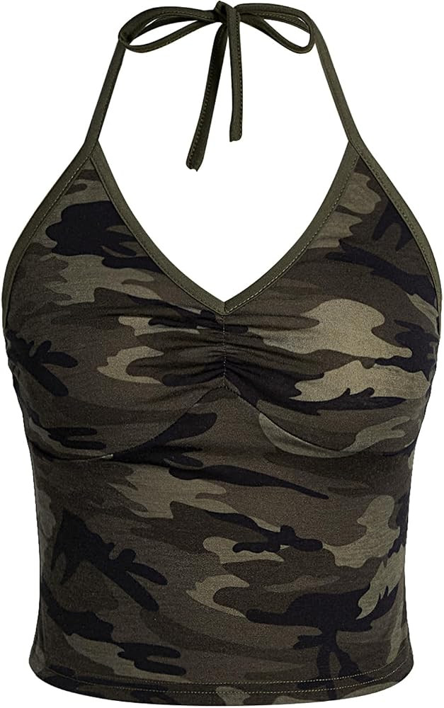 COZYEASE Women's Camo Halter Tank Tops Tube Top Cute Summer Outfits | Amazon (US)