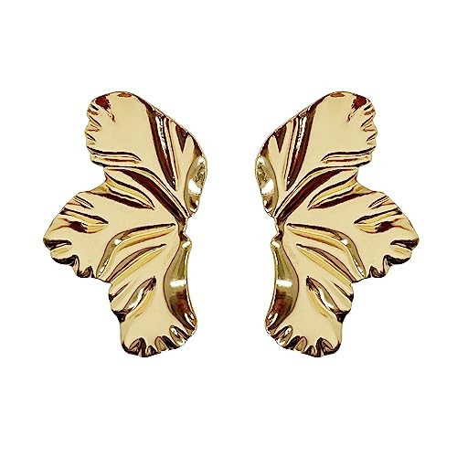 YOOSMATIC 14K Gold Plated Flower Statement Dangle Drop Earrings, Sparkling Dainty Earrings for Women Gift, Exaggerated Punk (Gold) (Gold-Small) | Amazon (US)