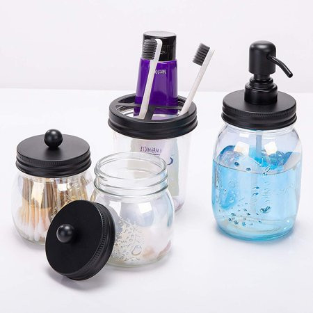 Vastto Iridescent Mason Jar Bathroom Accessories Set of 4,Includes Mason Jar Soap Dispenser,Toothbru | Walmart (US)