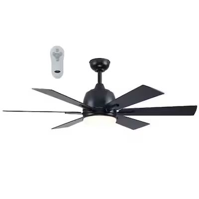 Harbor Breeze  Bradbury 48-in Matte Black LED Indoor Downrod or Flush Mount Ceiling Fan with Lig... | Lowe's