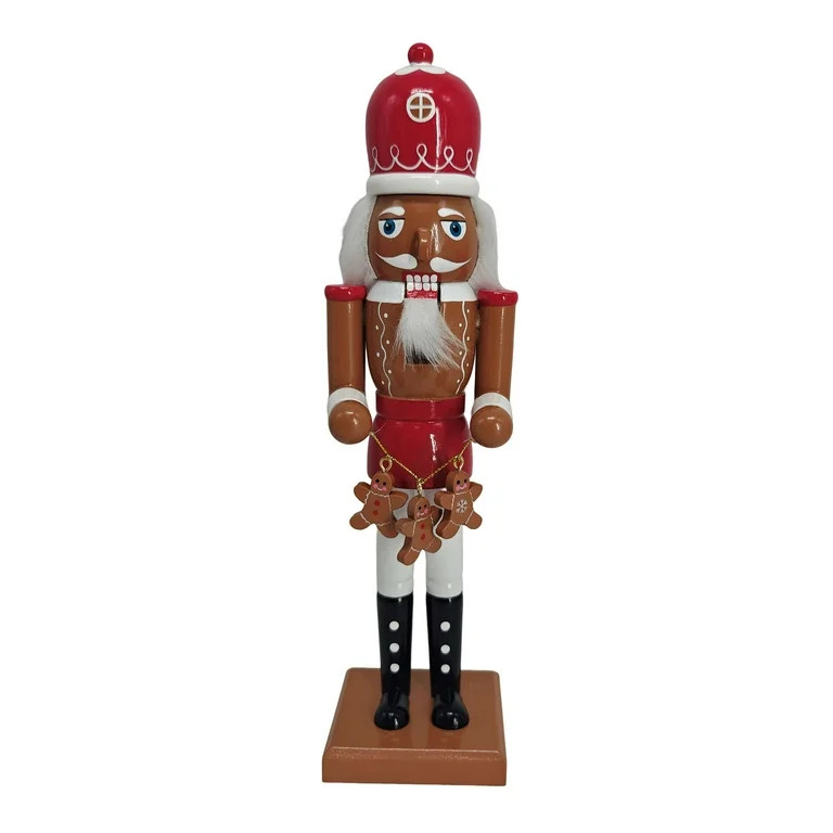 Gingerbread Man Decorative Nutcracker, Red and Black, 12", by Holiday Time | Walmart (US)