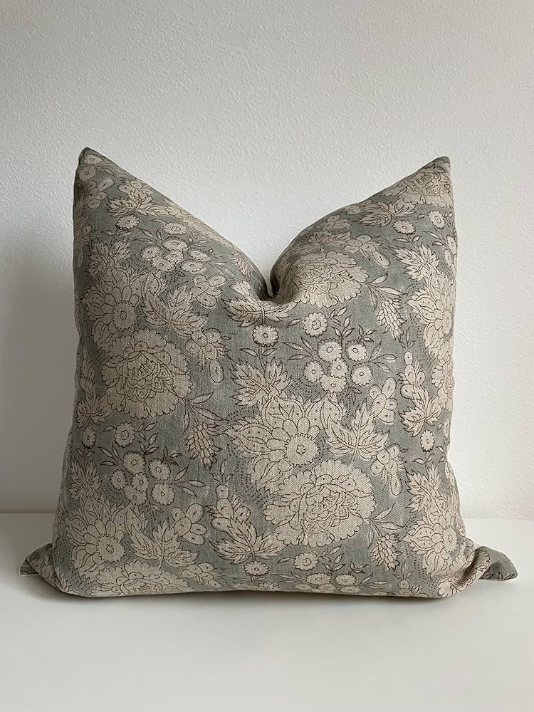 Canyon Theory Hand Block Print Pure Linen 20x20 Inch Throw Pillow Cover: Indoor Outdoor Handmade ... | Amazon (US)
