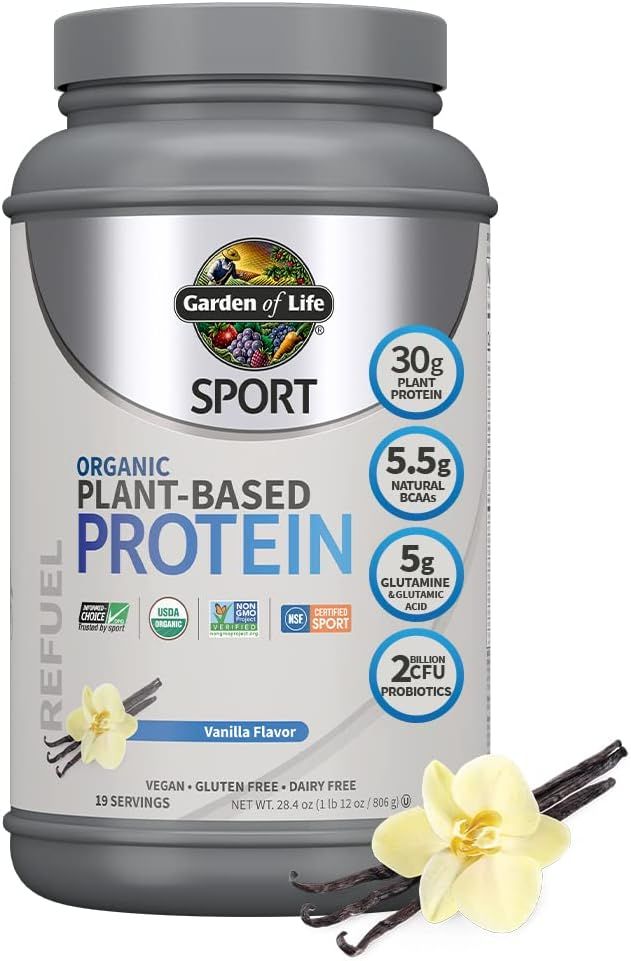 Garden of Life Organic Vegan Sport Protein Powder, Vanilla - Probiotics, BCAAs, 30g Plant Protein... | Amazon (US)