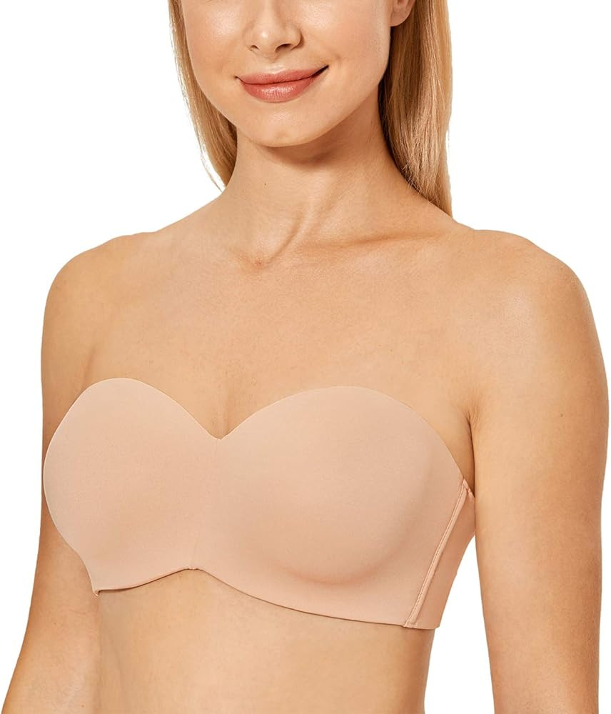 DELIMIRA Women's Strapless Bra Unlined Underwire Minimizer Plus Size Support | Amazon (US)
