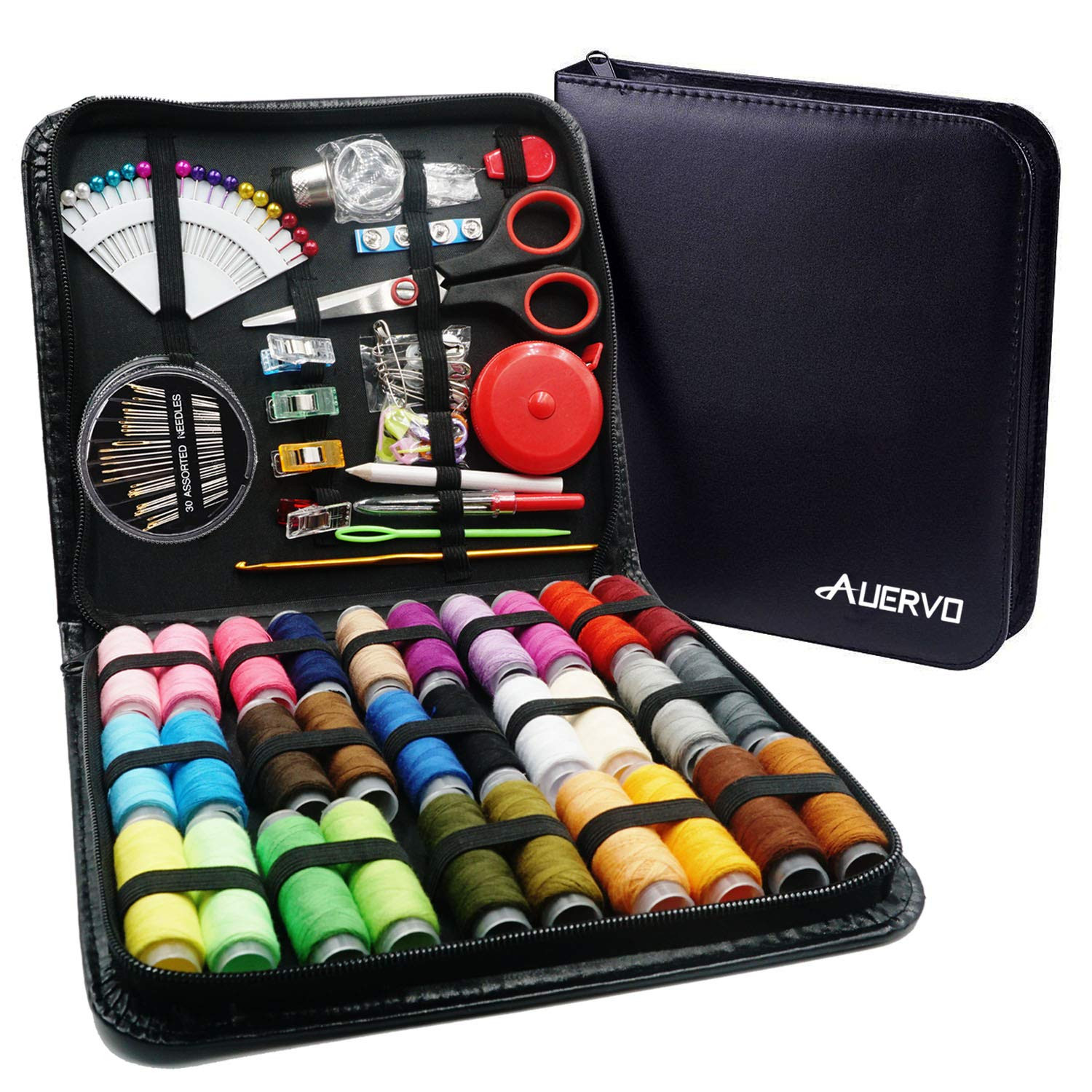 Sewing Kit,AUERVO 116 Premium Sewing Supplies with PU Case, 30 XL Thread Spools,Mini Sewing Kits ... | Amazon (UK)