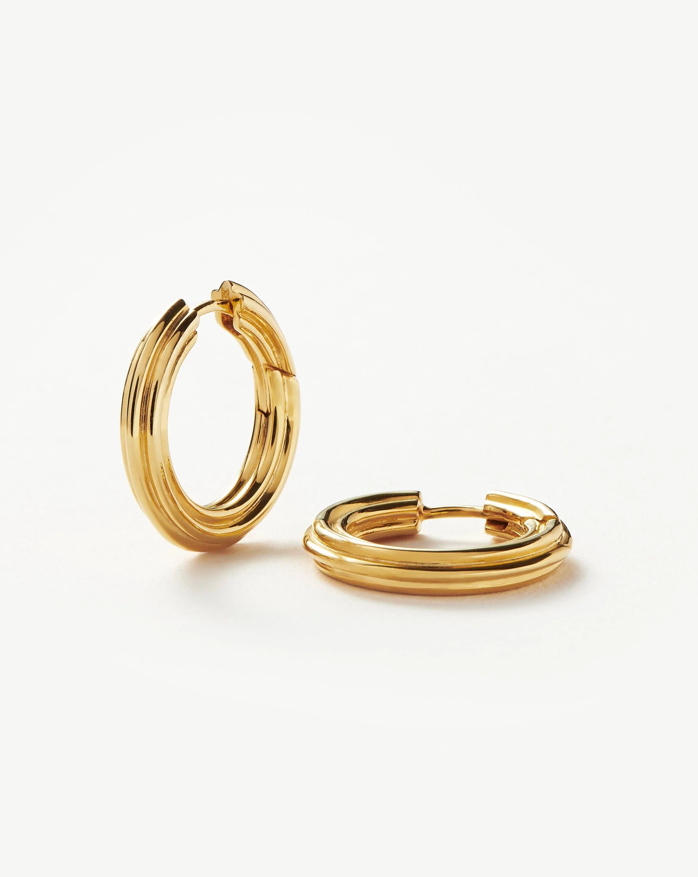 Ridge Medium Hoop Earrings | 18ct Gold Plated Earrings | Missoma