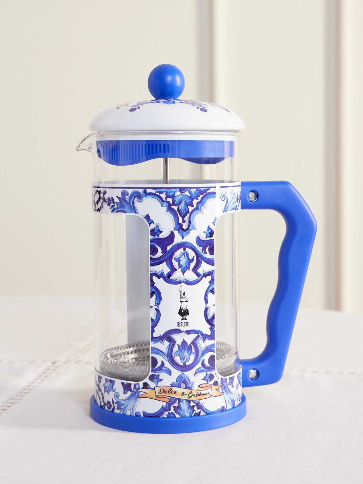 Dolce & Gabbana - + Bialetti Printed Stainless Steel And Glass French Press - Blue | NET-A-PORTER (US)