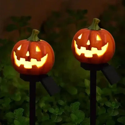 Hallowen Pumpkin Garden Stake Lights Solar Outdoor Decorations For Patio Yard Pathway | Wayfair Professional
