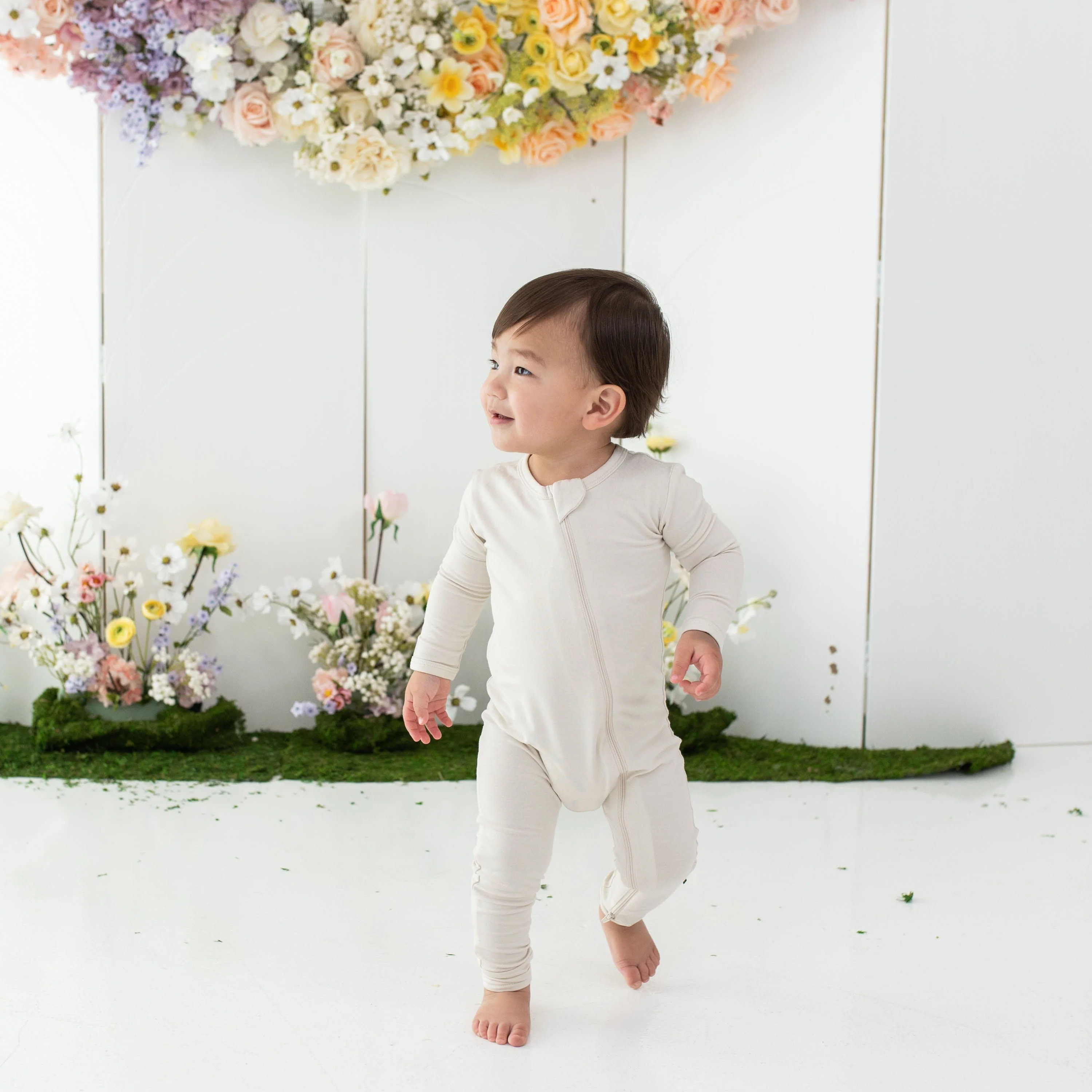 Zippered Romper in Ecru | Kyte BABY