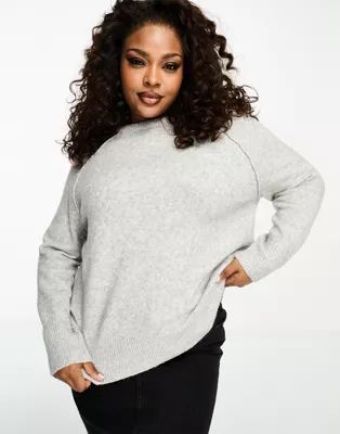 ASOS DESIGN Curve – Locker geschnittener Pullover in Grau mit Rundhalsausschnitt | ASOS (Global)