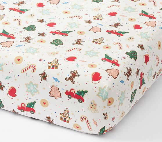 Rifle Paper Co. Christmas Cookies Organic Crib Fitted Sheet | Pottery Barn Kids