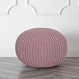 Urban Shop Round Knit Pouf, Light Pink | Amazon (US)
