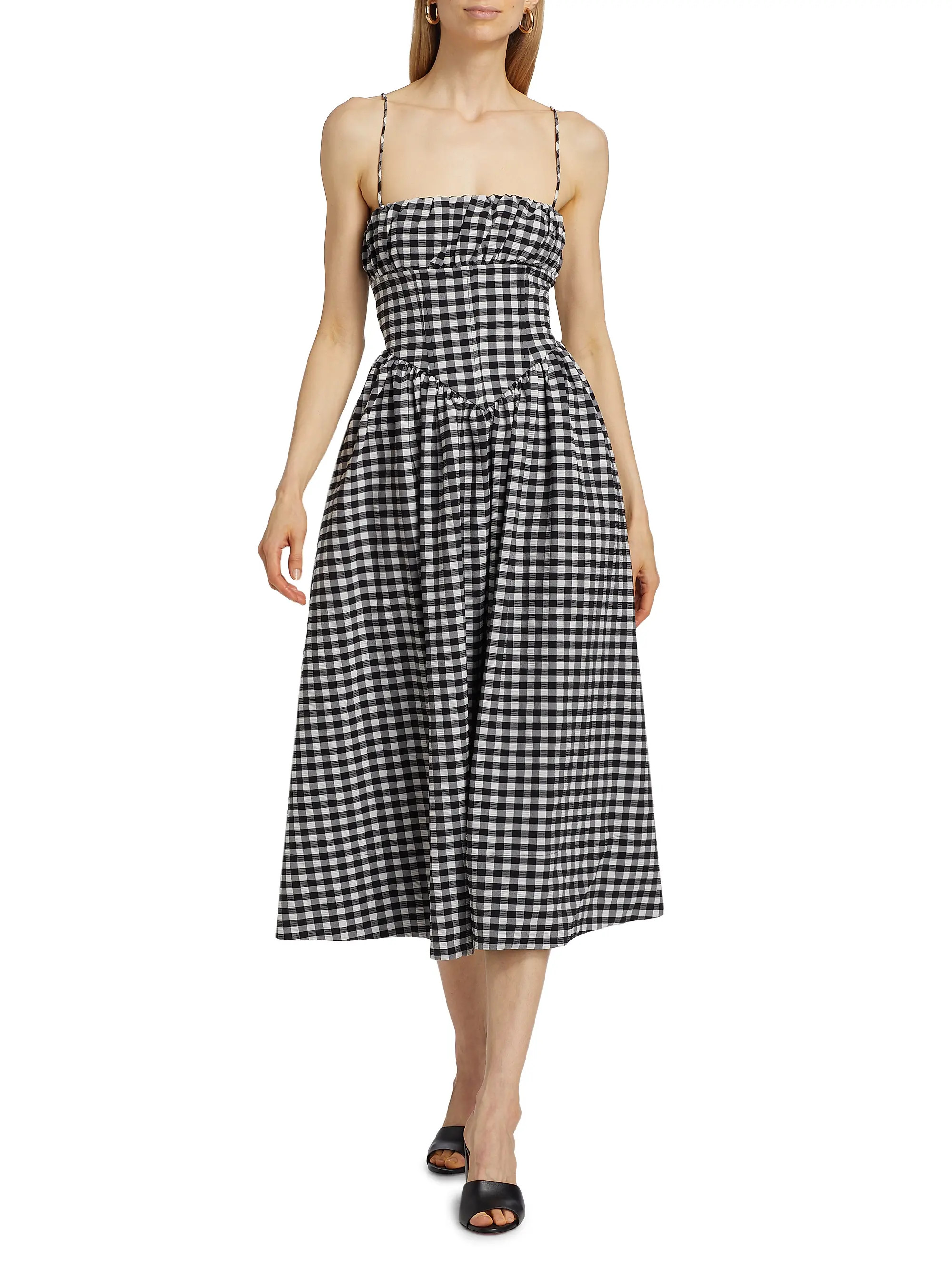 Barrett Seamed Gingham Midi-Dress | Saks Fifth Avenue