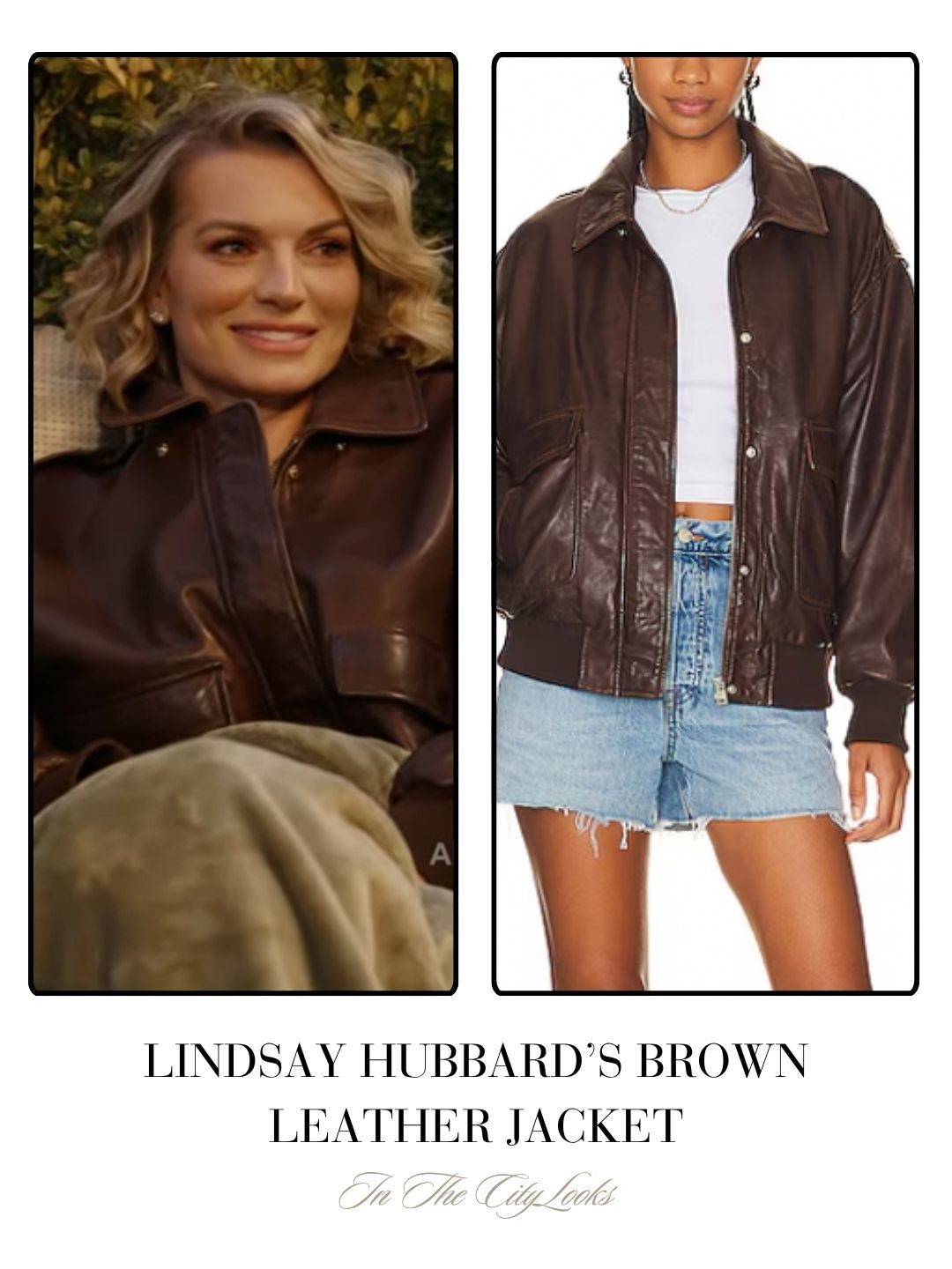 Lindsay Hubbard's Brown Leather Jacket on In The City Season 1 Episode 3 and 4  

 
