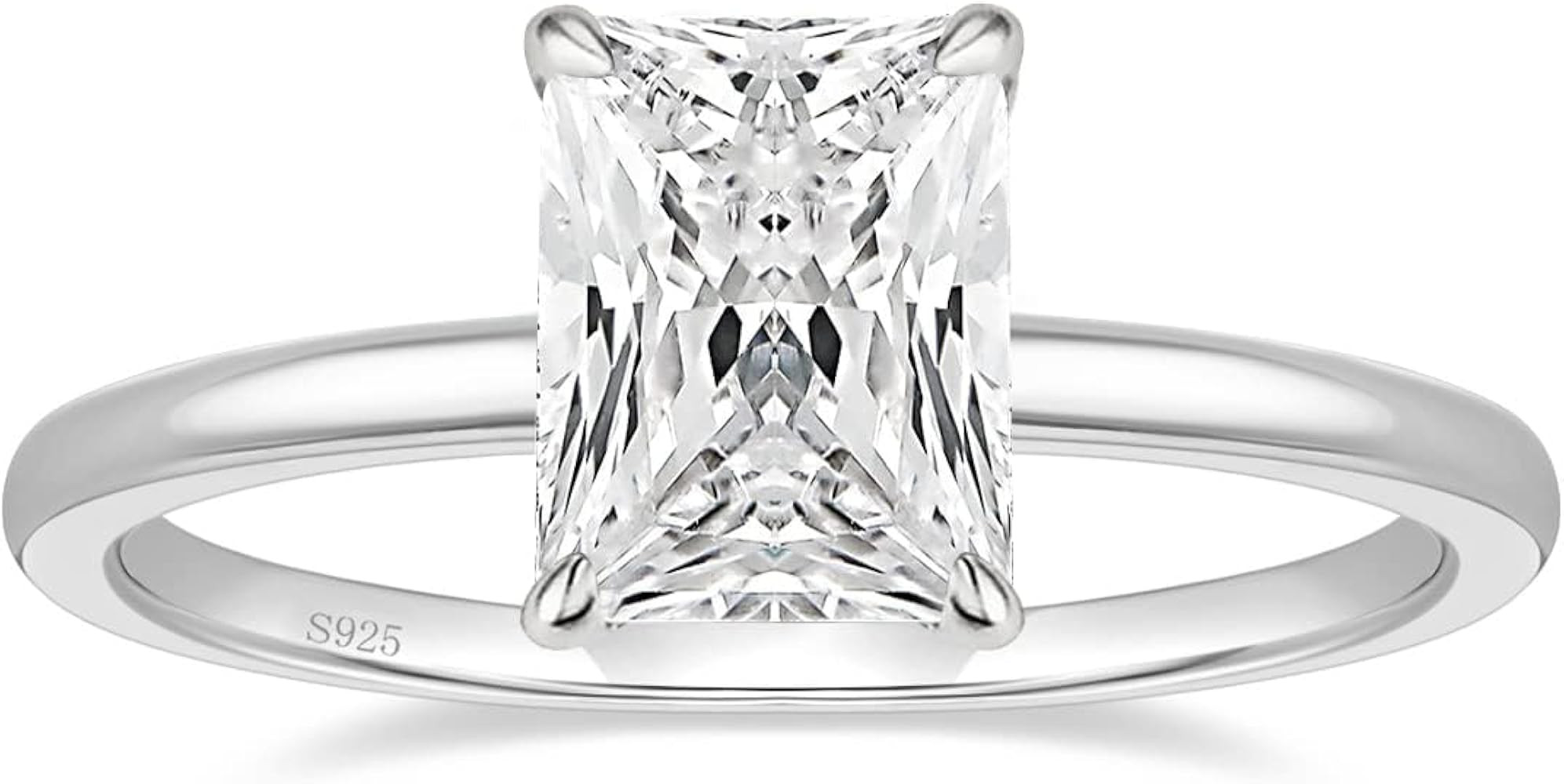 EAMTI 1/2/3/4CT 925 Sterling Silver Engagement Rings Radiant Cut Solitaire Cubic Zirconia CZ Wedd... | Amazon (US)