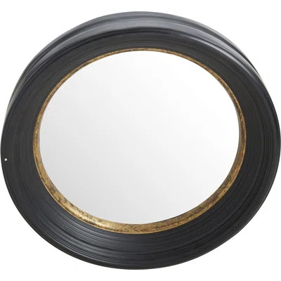 Convex Round Brown Wall Mirror | Wayfair Professional