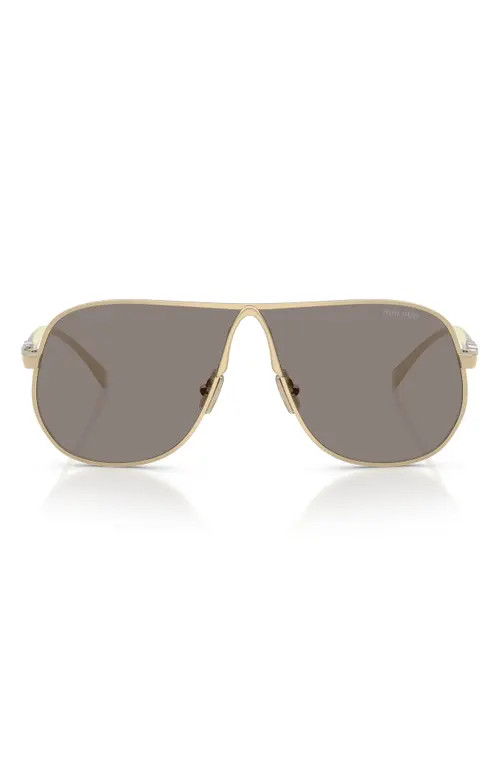 Miu Miu 66mm Oversize Pilot Sunglasses in Pale Gold/dark Grey at Nordstrom | Nordstrom