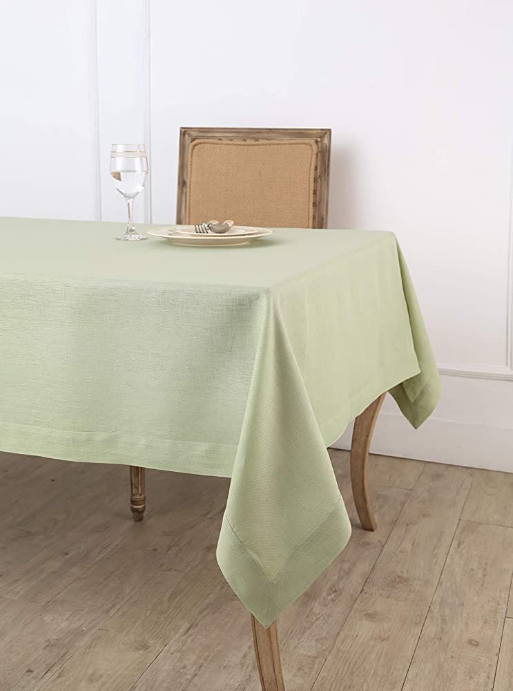 Solino Home Linen Rectangle Tablecloth Sage Green – 100% Pure Linen 60 x 120 Inch Tablecloth fo... | Amazon (US)
