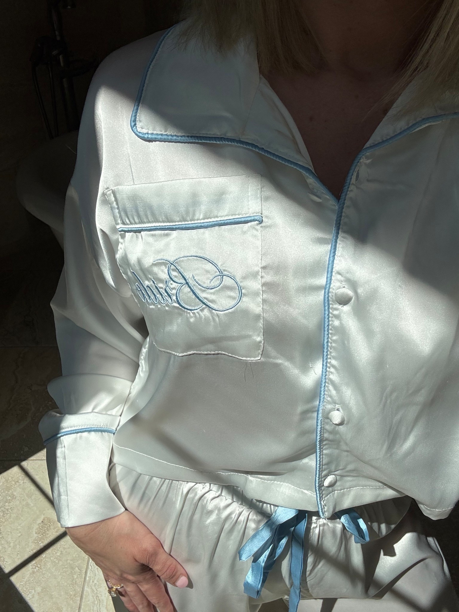 I found this set at Anthropologie and knew I had to wear it the night before my wedding. Obsessed! 