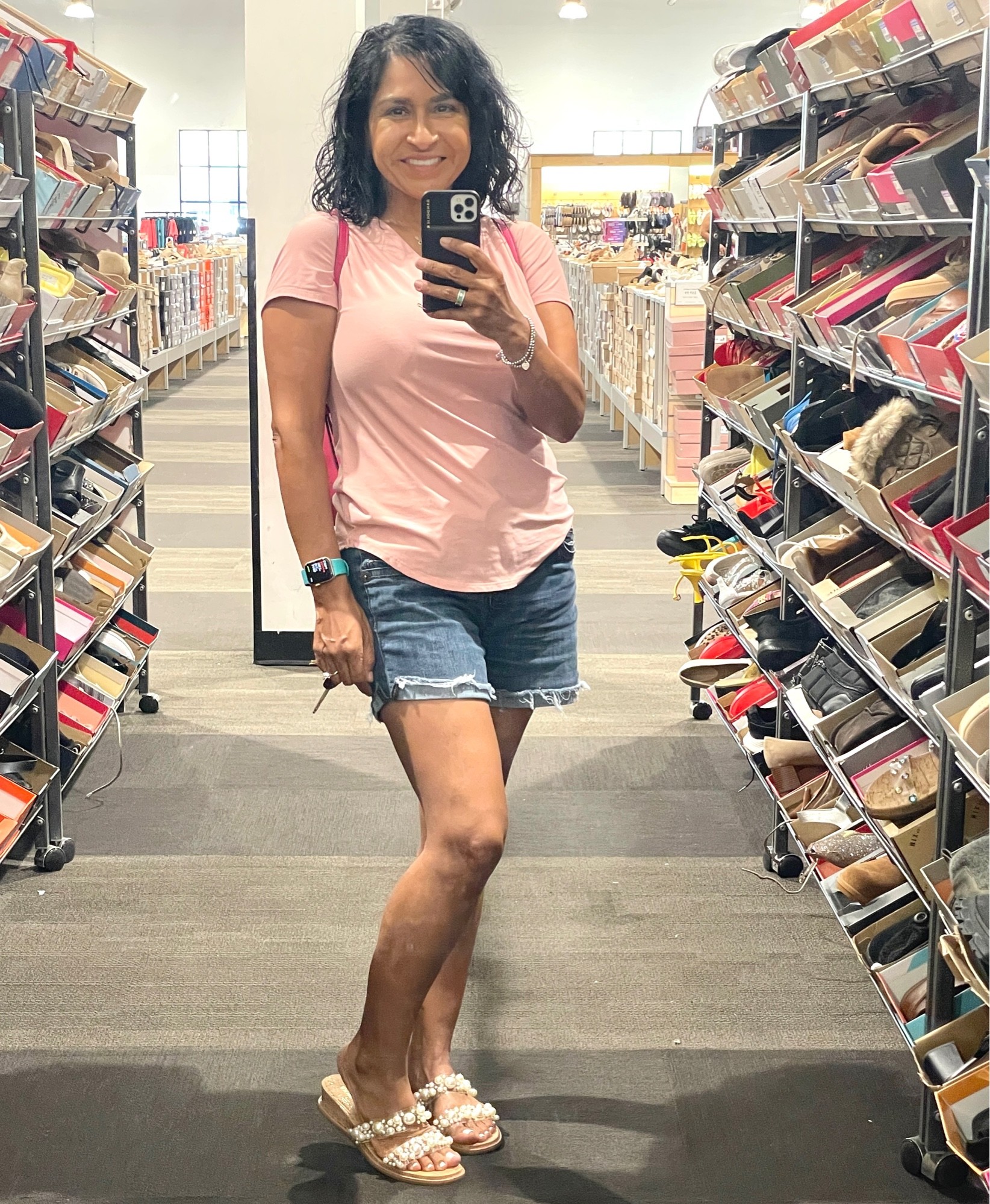 #pearls #pearlsandals #pinkyee #cutoffs #casualootd #momstyle #blush #rose #pink #summer #jeanshorts #pearlshoes #beadedsandals #affordablefashion #walmart #dsw #anneklein

#LTKshoecrush #LTKstyletip #LTKcurves