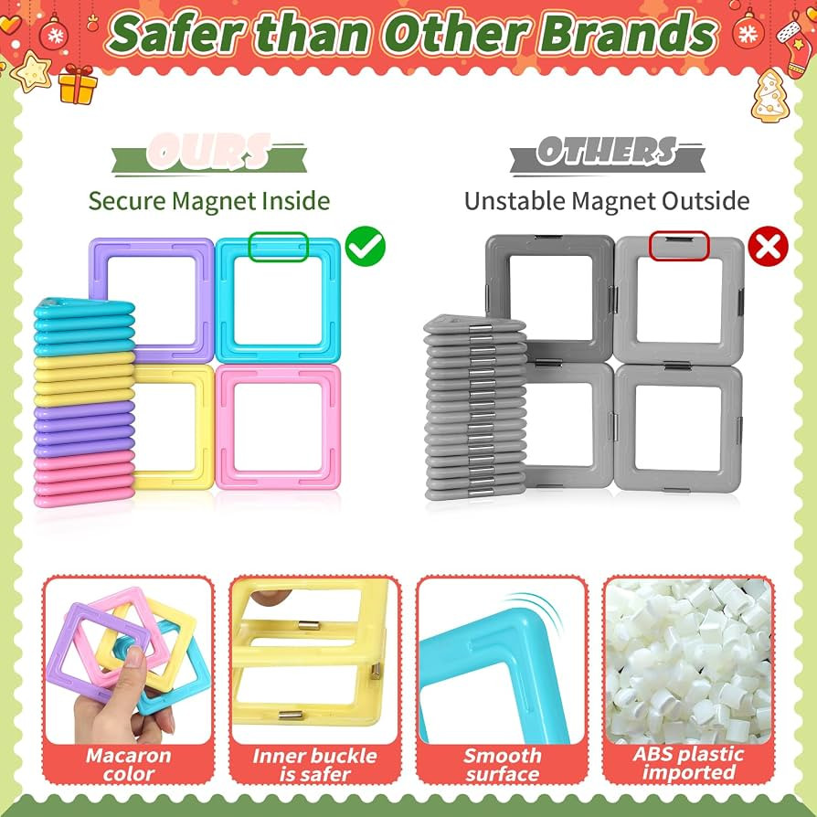 Rurvale Toddler Girl Toys, Magnetic Tiles Basic Set, Birthday Gifts Ideas for Girls Age 3-5, Magn... | Amazon (US)