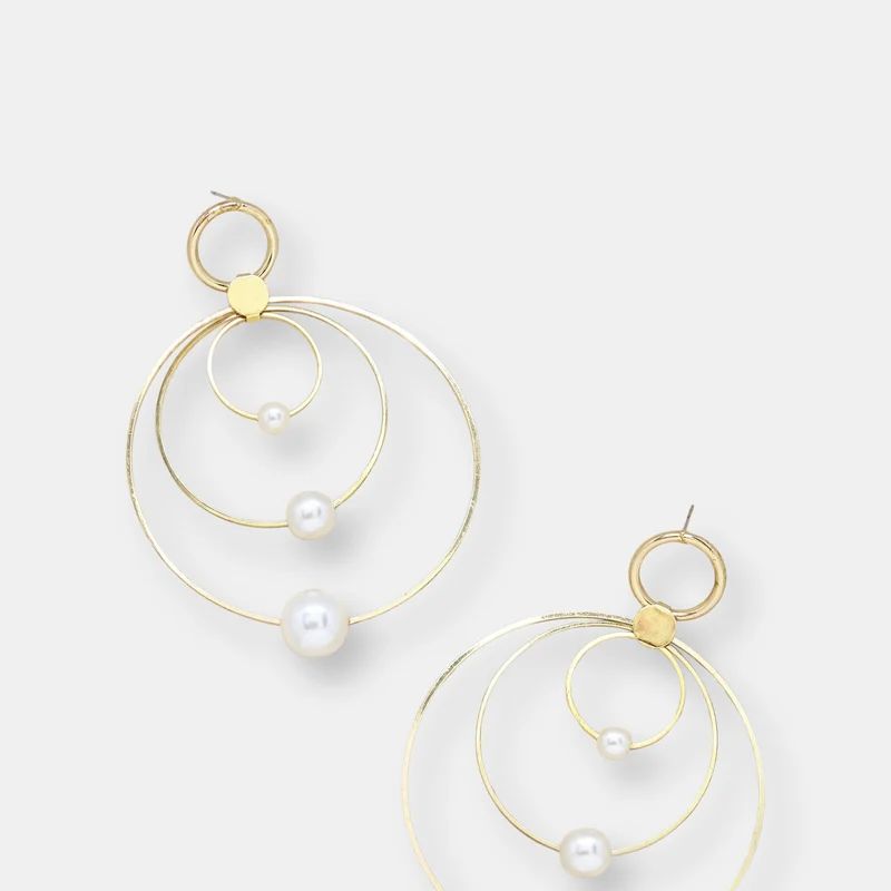 Ettika Statement Pearl & Multi Hoop 18k Gold Plated Earrings - Gold - ONE SIZE ONLY | Verishop