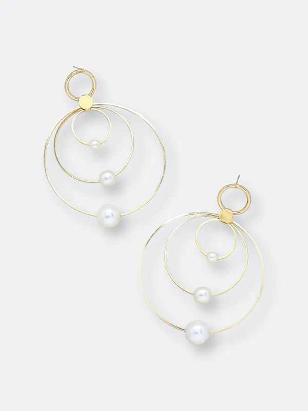 Ettika Statement Pearl & Multi Hoop 18k Gold Plated Earrings - Gold - ONE SIZE ONLY | Verishop