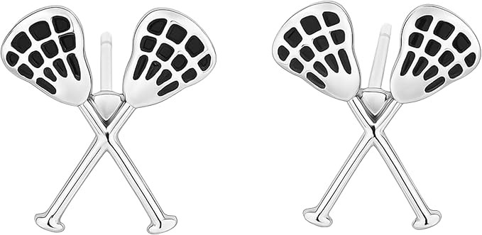 Lacrosse Stick Stud Earrings – Silver Plated Stainless Steel Sports Jewelry for Women – Light... | Amazon (US)