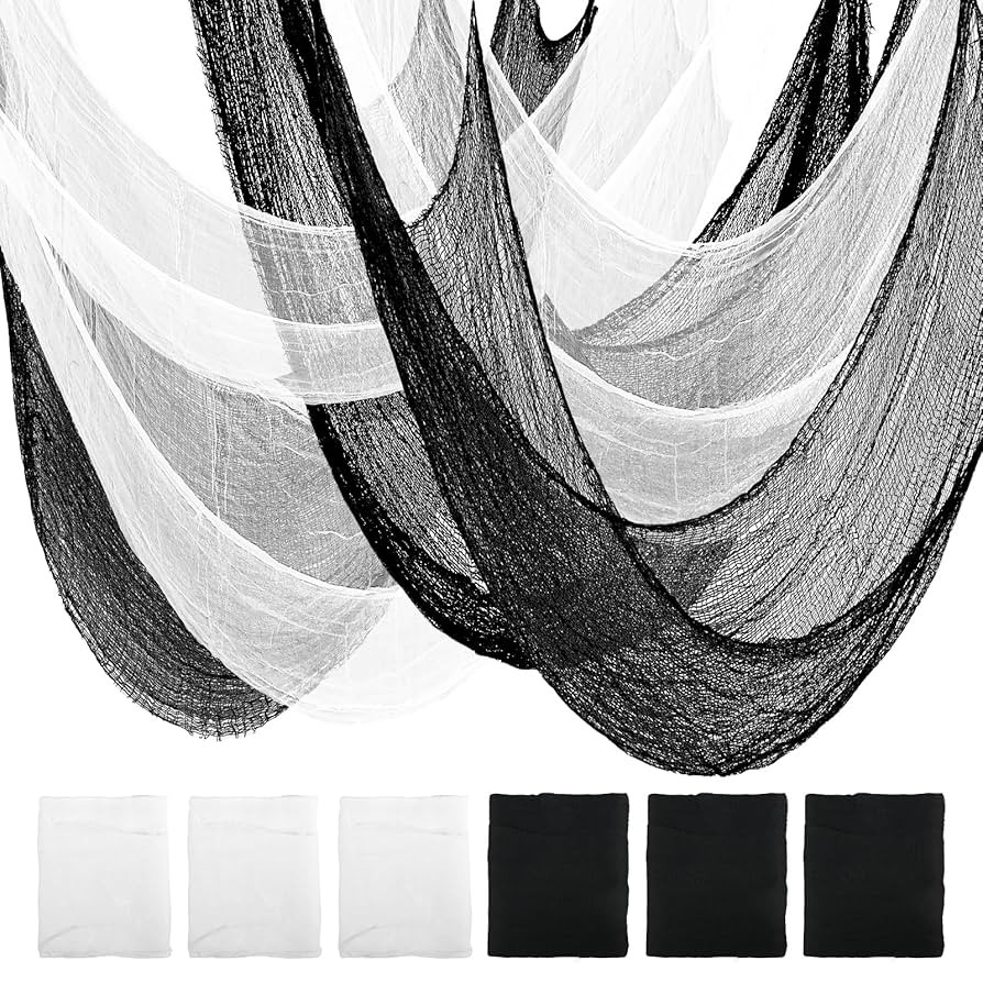6-Pack Halloween Creepy Cloth - 30x72 Inch Black & White Halloween Gauze Spooky Fabric Cloth for ... | Amazon (US)