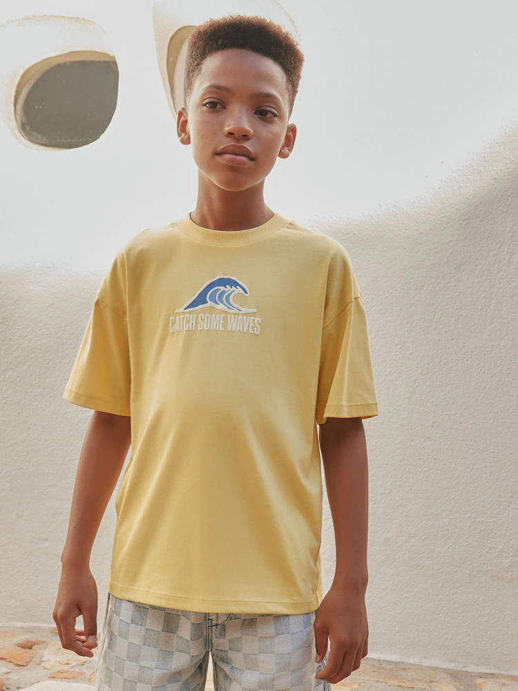 Yellow Waves Short Sleeve Graphic T-Shirt (3-16yrs) | Next US