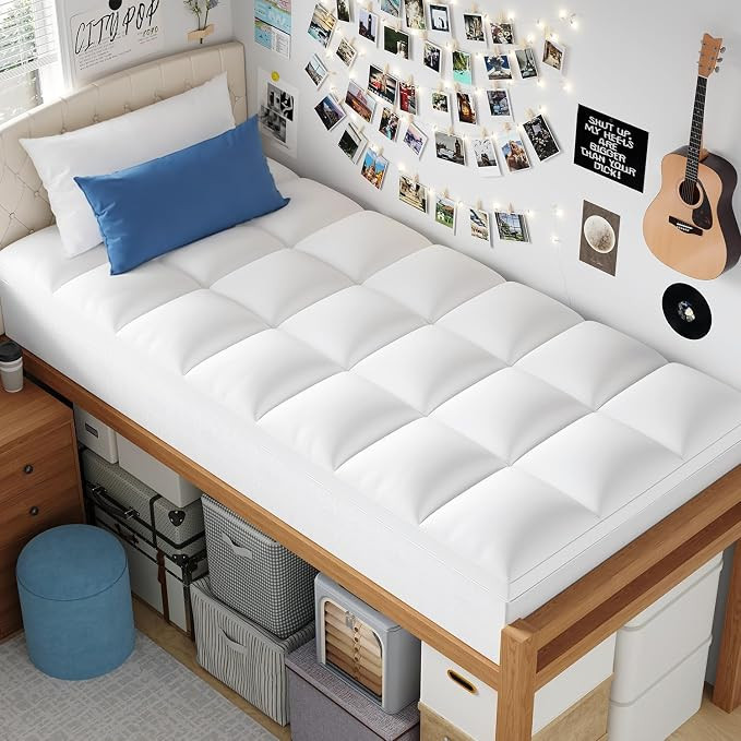 ELEMUSE Twin XL Mattress Topper for Dorm Bed, College Dorm Room Essentials for Girls&Guys, Soft C... | Amazon (US)