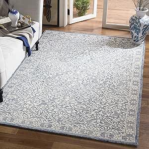 SAFAVIEH Micro-Loop Collection Area Rug - 10' x 14', Blue & Ivory, Handmade French Country Wool, ... | Amazon (US)