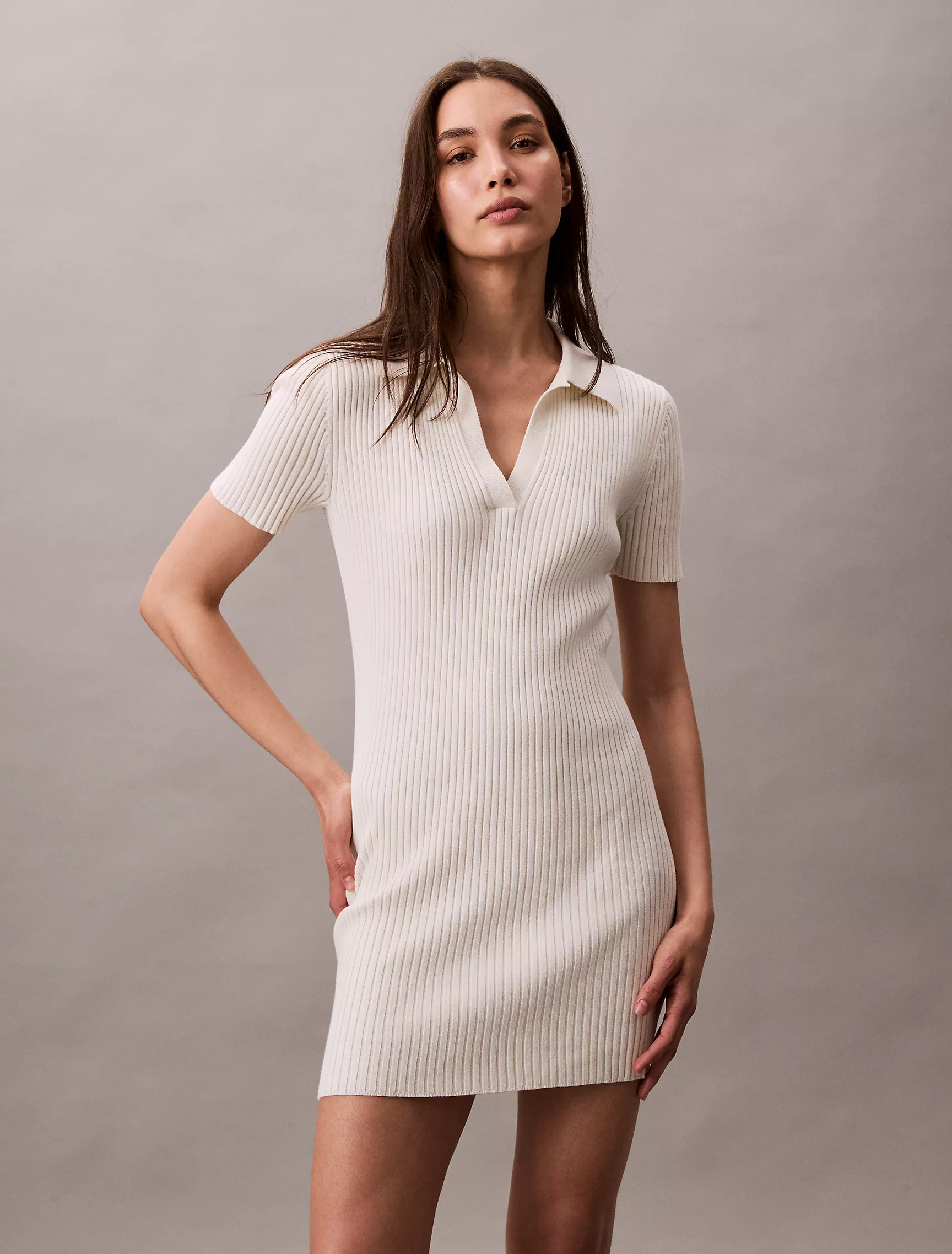 Cotton Rib Polo Mini Dress | Calvin Klein | Calvin Klein (US)