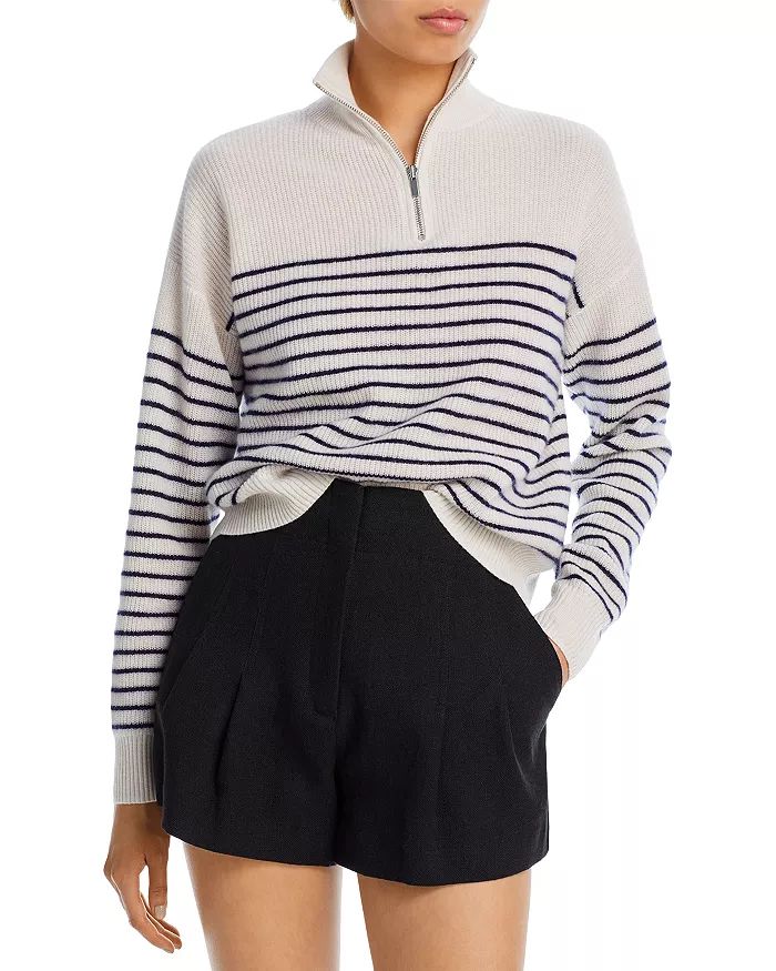 Stripe Quarter Zip Cashmere Sweater - 100% Exclusive | Bloomingdale's (US)