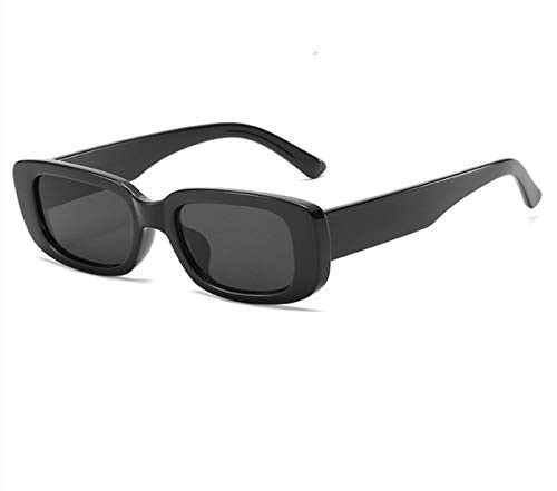 IKANOO Retro Rectangle Sunglasses for Women Men Small Square Frame Trendy Y2K 90’s Black Sunglasses (Black) | Amazon (US)