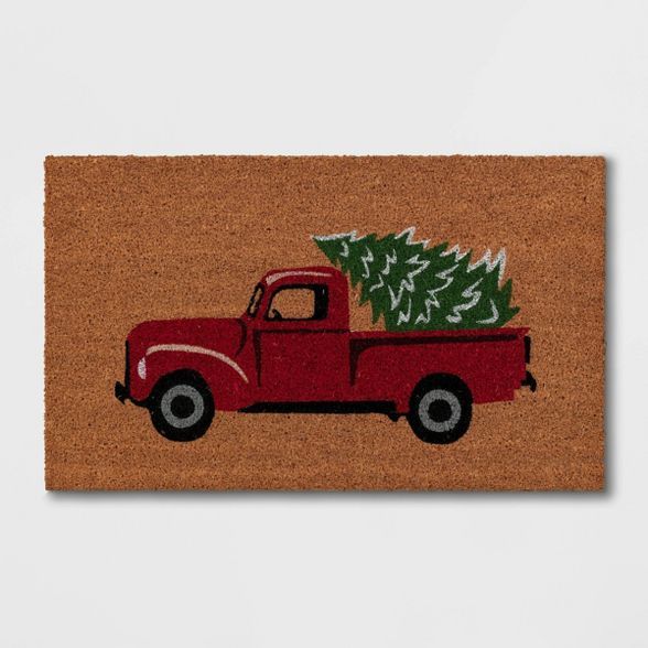 1'6"x2'6" Holiday Truck Place Holder Door Mat Red - Wondershop™ | Target