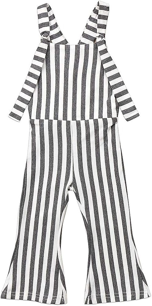 Toddler Kids Baby Girl Stripes Bell-Bottom Jumpsuit Romper Overalls Pants Outfits | Amazon (US)