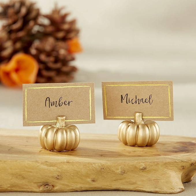 Kate Aspen Fall Decor Mini Gold Pumpkin Place Card Holder (Set of 6), Perfect for Thanksgiving Ta... | Amazon (US)