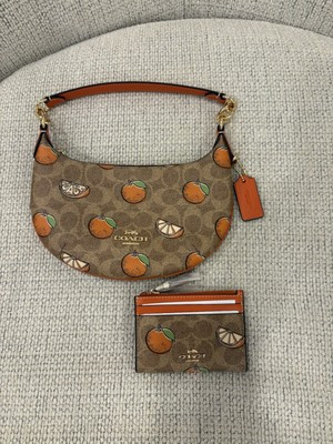 Coach Mini Payton Bag In Signature Canvas Orange Print w/ matching ID Case NWT | eBay US