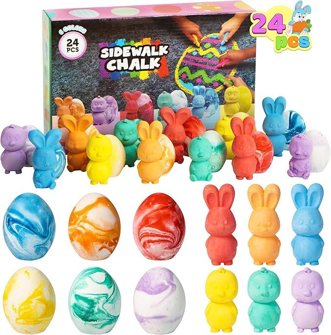 JOYIN 24 Pcs Easter Sidewalk Chalk Set, Easter Eggs Bunny Chicken Chalks, Easter Gifts for Boys G... | Amazon (US)