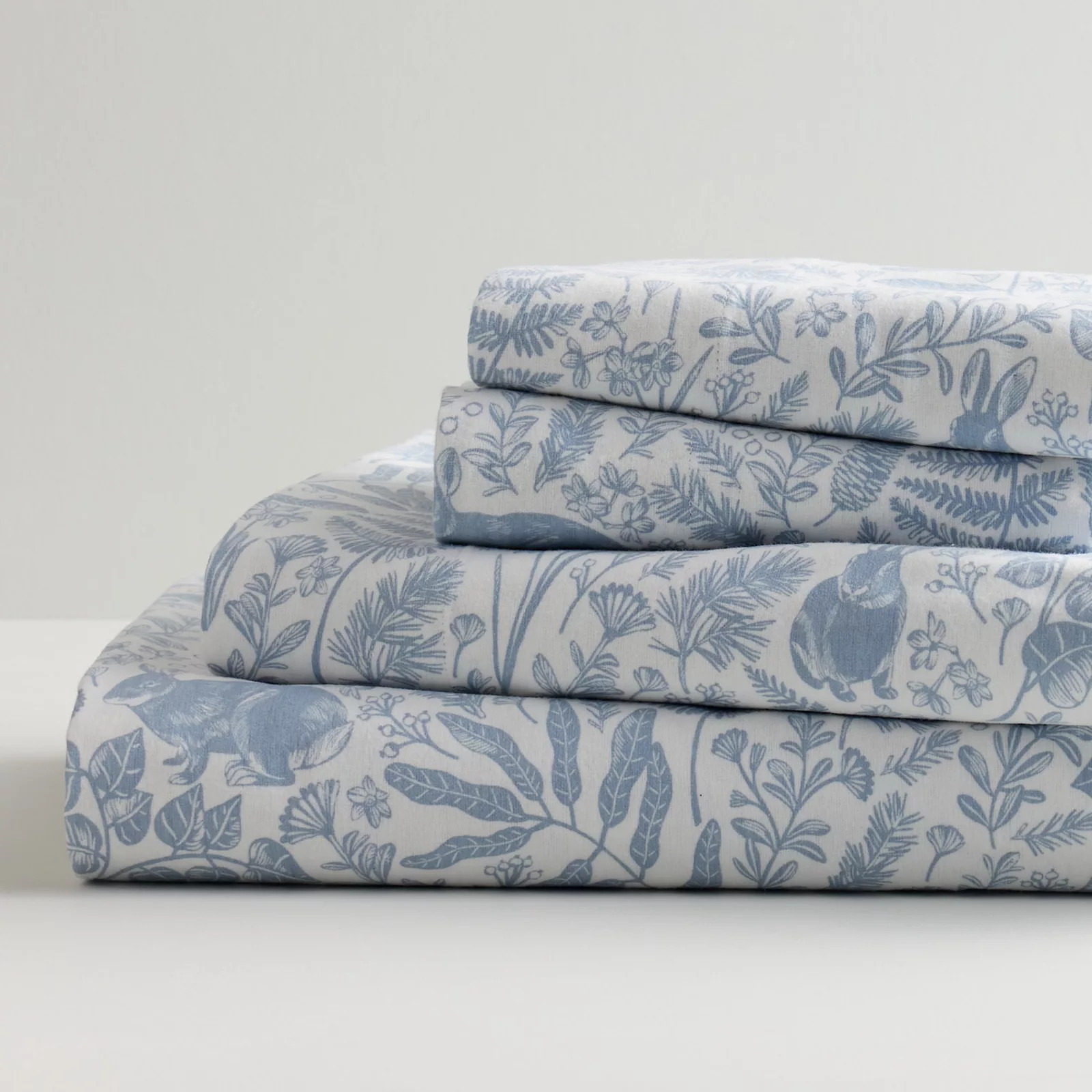 Cuddl Duds® Cotton Flannel Sheet Set with Pillowcases, Blue Botanical | Kohl's