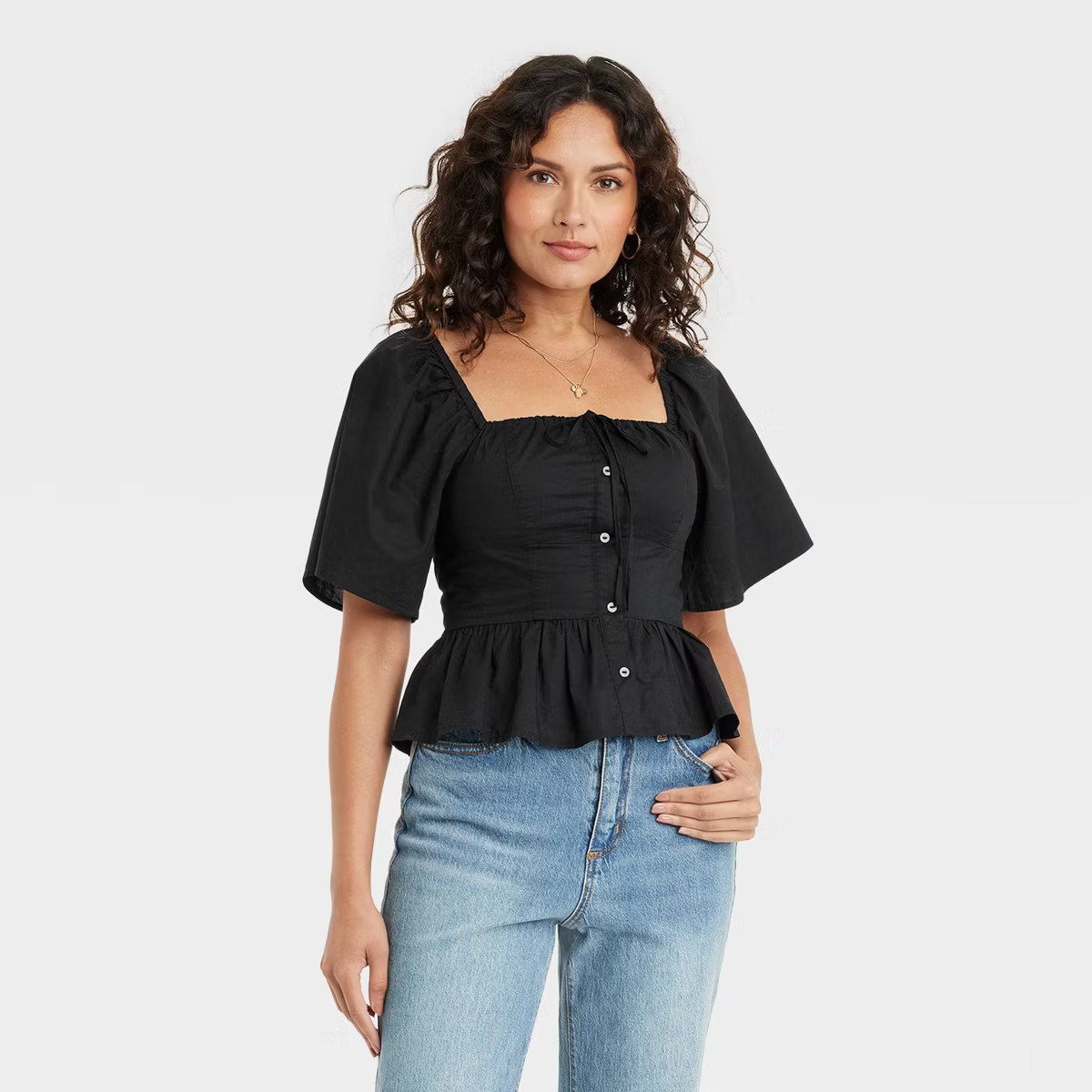 Women's Flutter Short Sleeve Corset Blouse - Universal Thread™ | Target