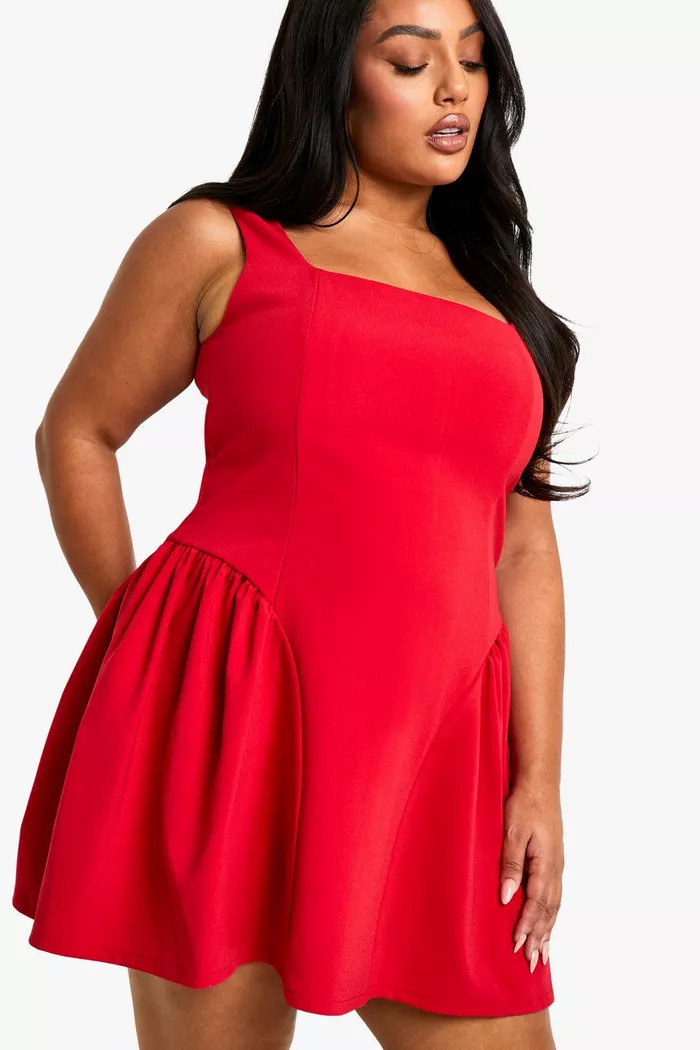 Plus Square Neck Skater Dress | boohoo (US & Canada)
