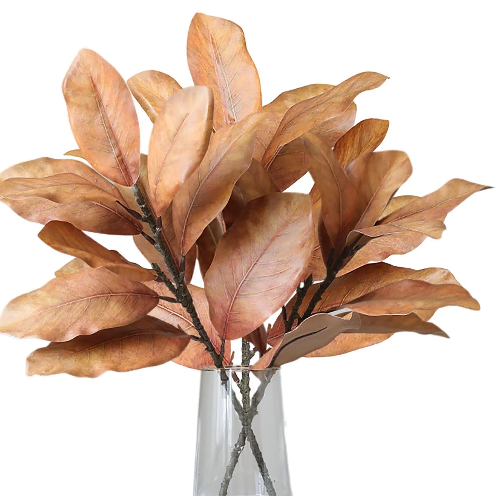 3 Pcs Fall Artificial Magnolias Leaves Stems, Yellow Fake Magnolia Leaves Branches Faux Magnolia ... | Amazon (US)