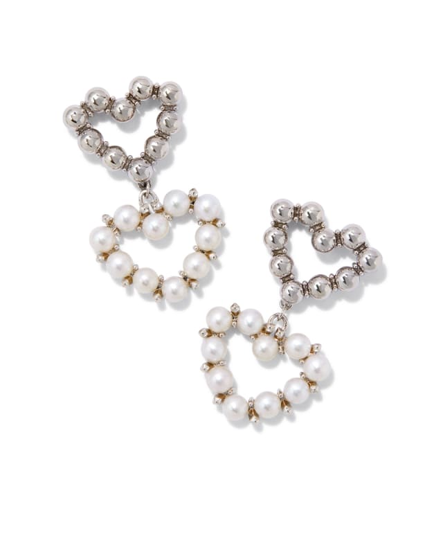 Ashton Silver Heart Drop Earrings in White Pearl | Kendra Scott