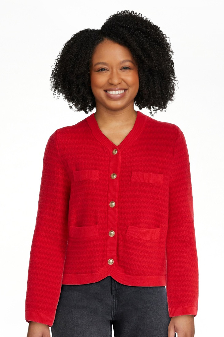 Free Assembly Women's Textured Cardigan Sweater with Double Welt Pockets, Midweight, Sizes XS-XXL | Walmart (US)
