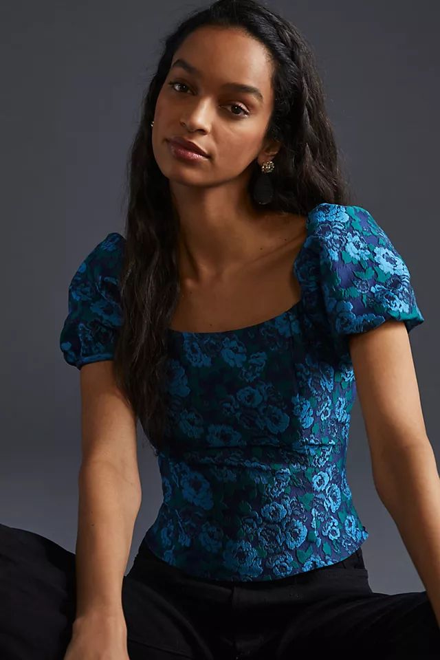 Puff-Sleeved Jacquard Blouse | Anthropologie (US)