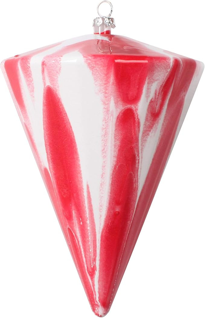 Vickerman 6"(H) x 4"(W) Red/White Marble Cone Christmas Ornament, Set of 3 | Amazon (US)
